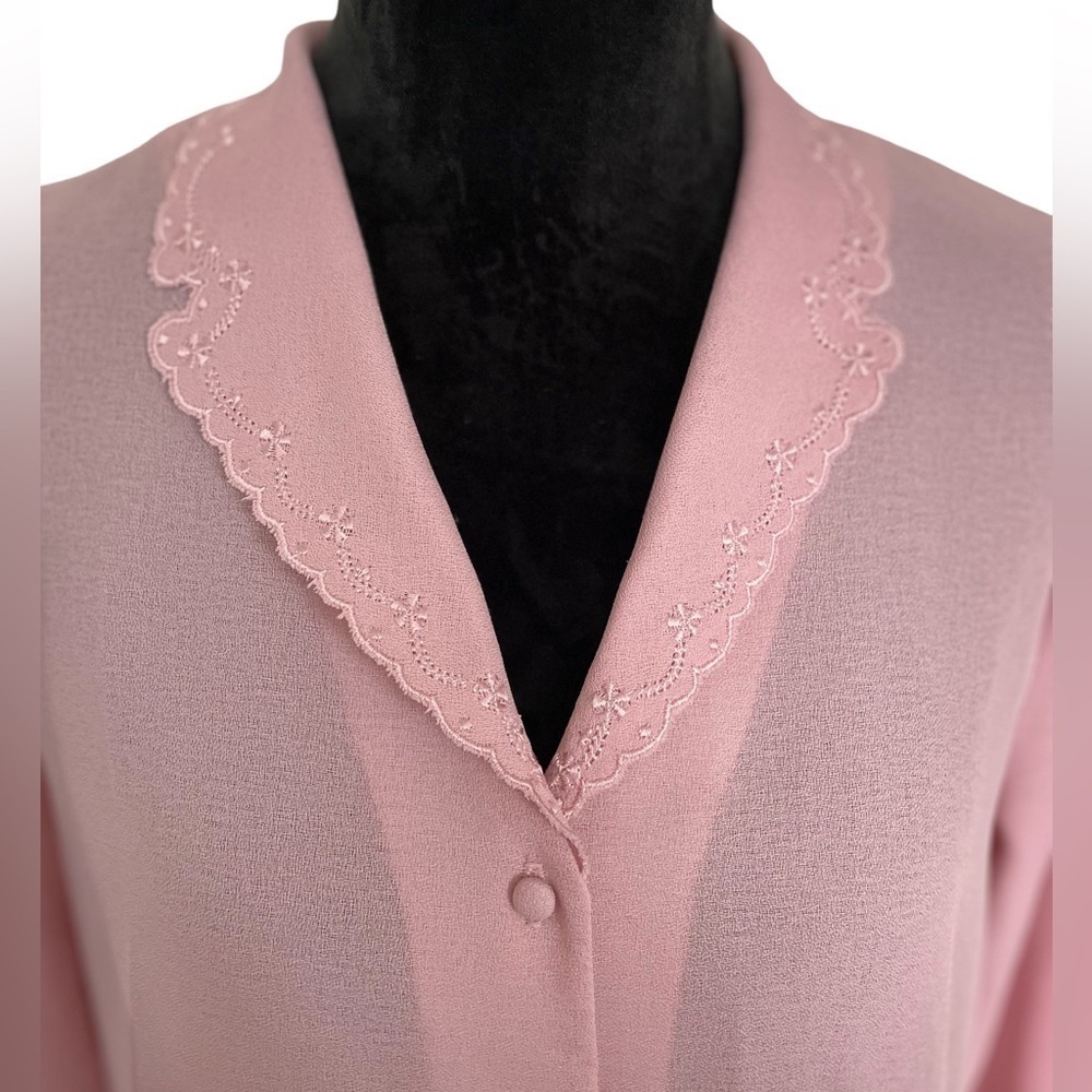 Vintage, Center Stage, Sheer Pink Long Sleeve Blouse, Size Unknown
